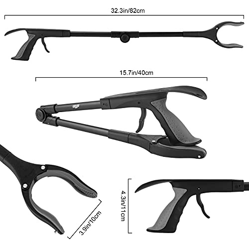 ZOJI Faltbare Greifer,Adjustable Abgewinkelter Arm, 80cm Greifzange aus Aluminium mit Schuhlöffel und Rotierendem… – Bild 4