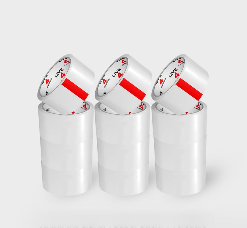 live4gadgets Strong Heavy Duty Cellotape Roll Pack Clear Packaging Tape | Secure Sticky Sealing Tape for cardboard boxes for moving, Parcel Boxes, Large Postal Bags for long term storage | 48MM x 66M