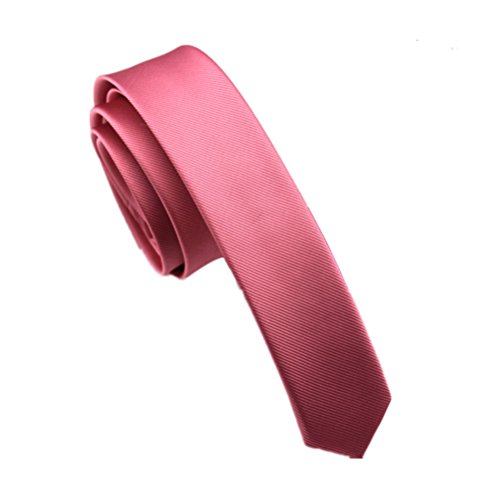 Elviros Mens Solid Color Eco-friendly Fashion Skinny Tie 1.6'' (4cm) Antique Pink