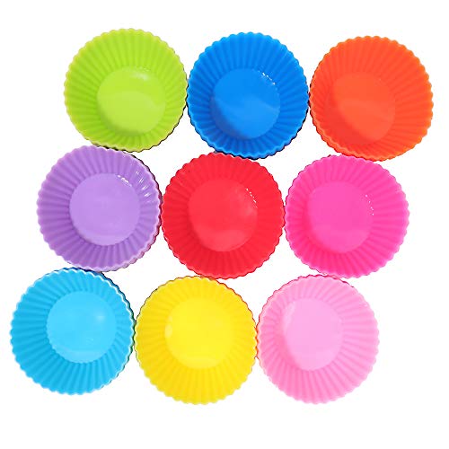 SUBANG 45 Pieces Reusable Silicone Baking Cups Cupcake Liners for Weddings,Birthdays,Baby Showers,9 Colors - Thumbnail 3
