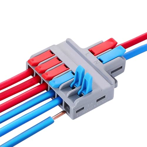 Lever Wire Nut Connector, Quick Wiring Cable Connectors, (2 in 6 Out