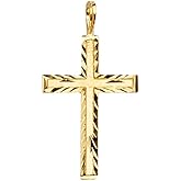 14k REAL Yellow Gold Cross Religious Charm Pendant (Size : 22 x 12 mm)