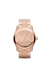 Michael Kors Oversized Rose dorado Runway 3-Hand Glitz Mujer Reloj # mk5661