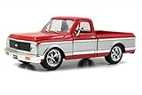 Jada 1972 Chevy Cheyenne Pickup Truck 1:24 Scale Diecast Model Car Red/Silver