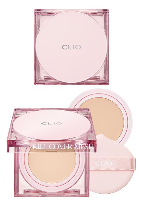 CLIO PROFESSIONAL CLIO Kill Cover Mesh Glow Cushion Foundation ([Refill Included] 15g*2, 23N GINGER), Glass Skin, Long-Lasting, Lightweight, Buildable Coverage, Glowy Skin Makeup