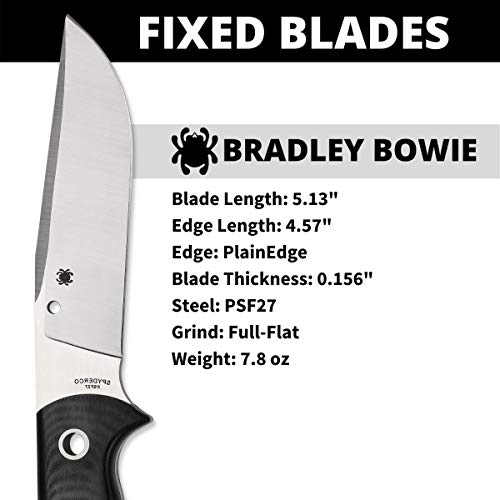 Spyderco Bradley Bowie Fixed Blade Knife Black G10 Handle with