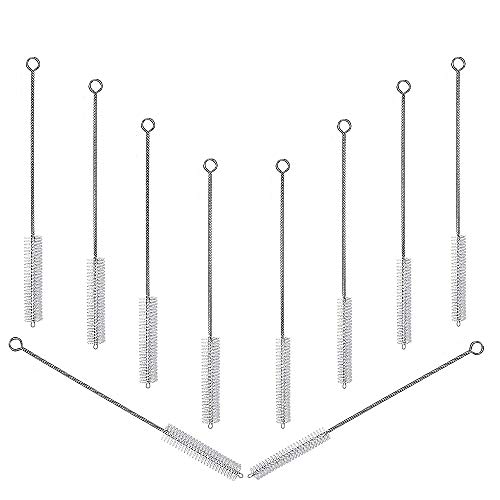 Haneye Drinking Straw Brush,Flexible Bendable Tube Pipe Cleaner Soft Smoothie Hydroflask Reusable Stainless Steel Nylon Straw Brush Kit For Daily Living Straw Cleaning 7.6"x8 mm/10 mm 10pcs Set - Thumbnail 7