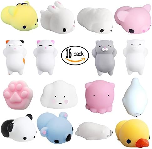 Squishies Animals Squishy Toys Animals Stress Reliever Toys Kawaii Squishies Animals Mini Mochi Squishy Cat Panda Seal Rabbit Tiger Duckling Bear Octopus Polar Bear Pig Sheep Claw Cloud-16pcs Set