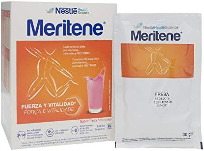 Meritene Strawberry Shakes 15 Sachets – Nutritious and Diet Smoothies – Sweet Strawberry Flavour – Food Complement and Supplement - Spain