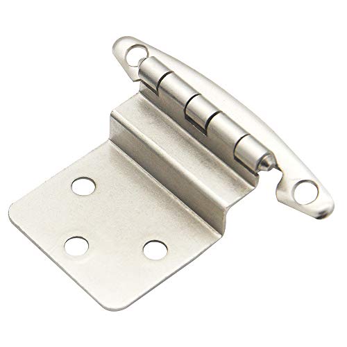 Hardware 3/8 Inch Face Mount Inset Satin Nickel Kitchen Door Cabinet Hinges, 50 Pack(25 Pairs) - Thumbnail 2