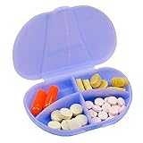 GMS Small Pocket Pill Box W/4 Compartments Holds up to 20 Pills Actual Size: 3.0w X 2.0d X .6h Select Color (Pack of 1 Pastel Purple)
