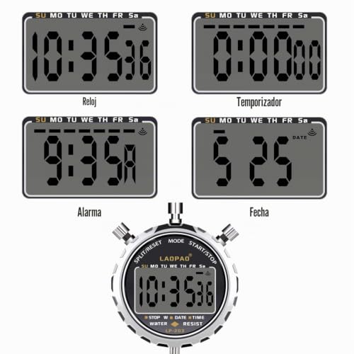 LAOPAO Digital Stopwatch, Waterproof 1/100 Second Precision Timer,Pocket Large LCD Screen Alarm Clock for Football Sports Coach…