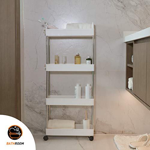 Ronlap 4 Tier Skinny Storage Rolling Cart, Thin Storage Cart with