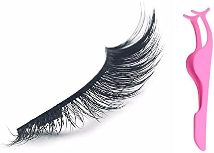 100% Mink Magnetic Eyelashes + Eyelash Applicator Tool, Full Coverage NATURAL LASH Double Magnet Eyelash Extensions, (5 Pieces) - Uptown Lashes (Pink)
