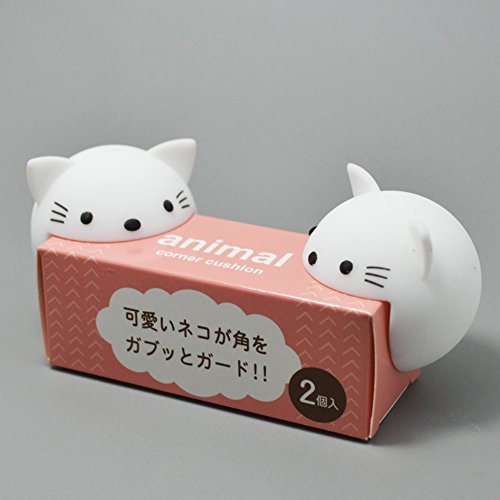 Arbor Home Soft Silicone Cartoon Animal Thickening Collision Angle Table Desk Edge Corner Bumper Cushion Cover Protector Baby Child Infant Kids Safety Edge Guard Protector Pack of 2 Units White Cats