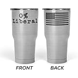 We The People - 0% Liberal Coffee Mug - Stainless Steel Travel Mug with American Flag - 30 oz Insulated Tumbler - Conservative Political Gifts - Anti Liberal Merchandise (Stainless Steel)