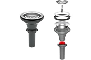 IONPSHG 3-1/2 Inch Kitchen Sink Drain Assembly Kit 304 Stainless Steel Sink Stopper Kitchen Drain Sink Drain Strainer Replace