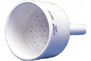 CoorsTek 60243 Porcelain Ceramic Buchner Funnel with Fixed Perforated Plate, 320mL Capacity, 160mm Height, 90mm Filter Paper Diameter