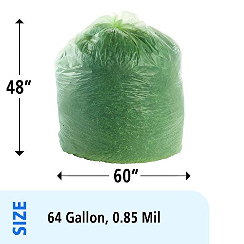 STOUT by Envision STO-E4860E85 EcoSafe-6400 Compostable Bags, 48" x 60", 64 gal capacity, 0.85 mil thickness, Green (Pack of 30)