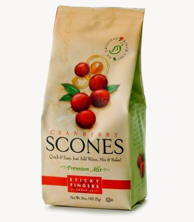 Pack of 6, 15 oz Sticky Fingers Bakeries Bulk Scone Mix: Just Add Water Scone Mixes (Cranberry)