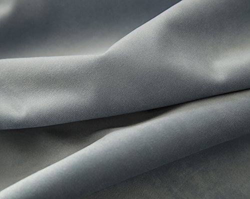 Comforhome Solid soft velvet window curtain Rod Pocket Drapes Light Slate Gray 52" x 95" (1 Panel) - Thumbnail 3