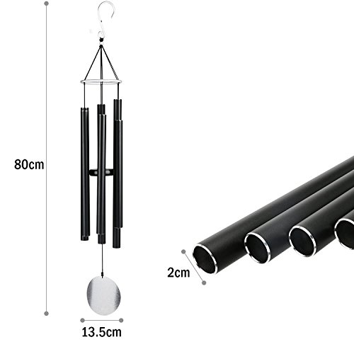 Aipker Wind Chimes for Outdoor Garden Home Patio - Amazing Grace Wind Chime with 6 Long Aluminum Tubes Black