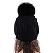 FURTALK Crochet Knit Fur Hat with Real Fox Fur Pom Pom Bobble Winter Beanie Hat