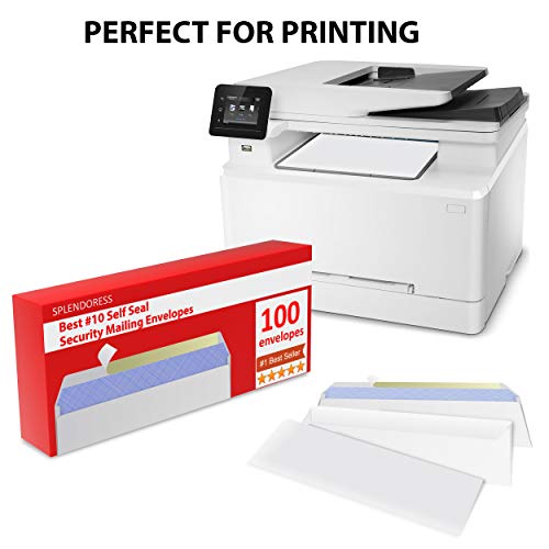 Mailing Envelopes Self Seal - #10 Security White Letter Businesses Envelopes -100 Peel and Seal Tinted Windowless # 10 Envelope - Printer Friendly - Self Stick Bulk Envelops