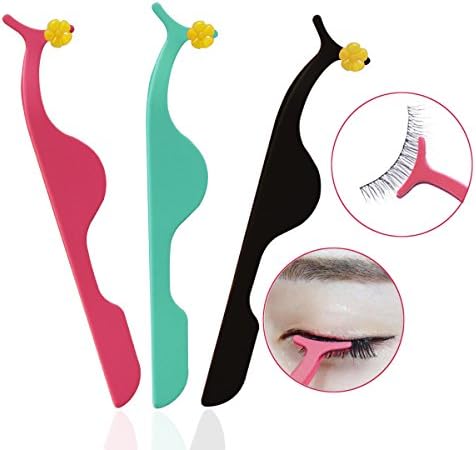 False Eyelashes Tweezers Applicator Tool Remover Clip Tweezers Nipper Pack of 3 (3pcs)