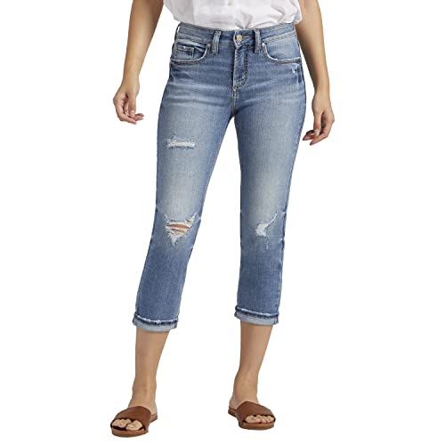 Silver Jeans Co. Women’s Suki Mid Rise Capri Jeans, Med Wash EAE252, 25W x 23.5L