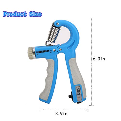 WFFIT Adjustable Hand Grip Strengthener, Hand Exerciser,Grip Strengthener Workout, Finger Exercise, Strength Trainer Non-Slip Handles, Upgraded Version, Automatic Counting (Blue)