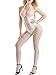 OGNEE Bodystocking Women Fishnet Striped Crotchless Backless Stockings White