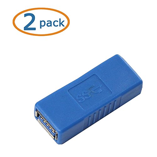 WOVTE (2 pack) SuperSpeed USB 3.0 Type-A Female to Female Adapter Bridge Extension Coupler Gender Changer Connector