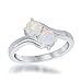 Beaux Bijoux Sterling Silver Two-Stone Forever Created White Opal Ring