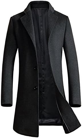 Men's Classic Wool Blend Single Breasted Long Walking Coat (US L(tag Asia 3XL), Gray)