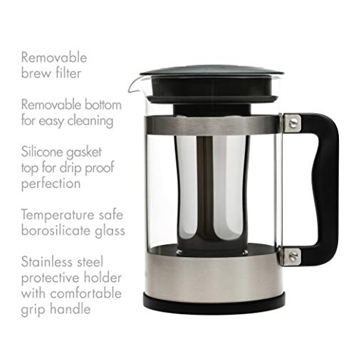 Primula Kedzie Deluxe Cold Brew Iced Coffee Maker Comfort Grip Handle, Durable Glass Carafe