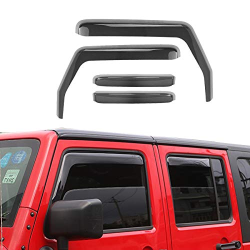 ALAVENTE Side Window in-Channel Deflectors Ventvisor Visor for Jeep Wrangler JK Unlimited 2007-2018 4-Door (Dark Tint)