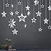 Glitter Silver Star Garlands Kit Metallic 3D Star Hanging Paper Garland Multi-shaped Twinkle Star Birthday Party supplies Wedding Baby Shower Christmas Decorations for Nursery Kids Boys Girls Room