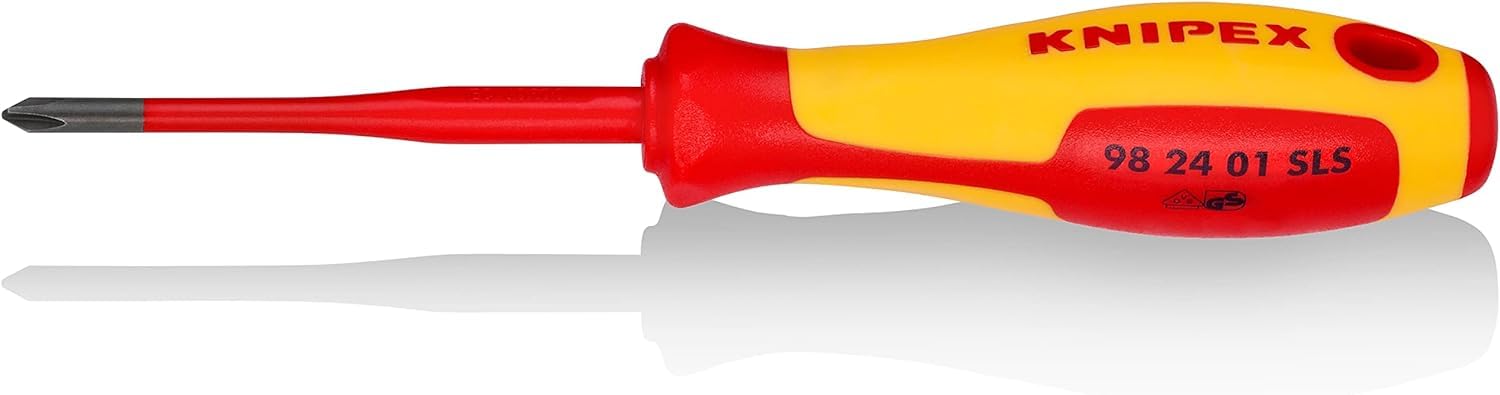 KNIPEX Screwdriver (Slim) Plus/Minus Phillips Insulating Multi-Component Handle, VDE-Tested 187 mm, 98 24 01 SLS
