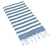 Sandy Beaches 100% Organic Cotton Turkish Towel, Large Beach Towel/Bath Towel, 39x70. Blue and White Striped