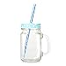 Mason Jar Mugs with Handle, multi COLORED Lids and Plastic Straws. 16 Oz. Each. Old Fashion Drinking Glasses - pack of 4 by Premium Vials