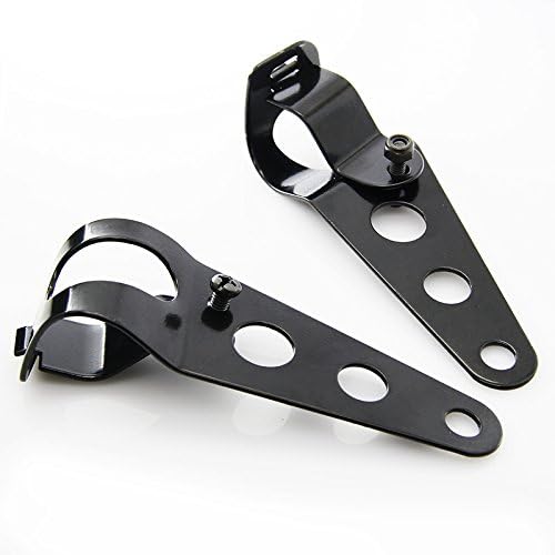 Shinehome 2pcs Motorcycle Motorbike Headlight Mount Brackets Fork Ears For Bobber Cafe Racer 28mm-36mm Black