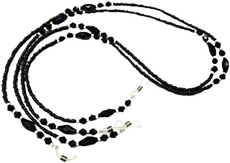 Alily 2 Pack Black Eyeglass Chain Beaded Sunglasses Strap and Cords