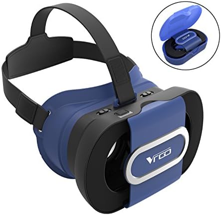 Foldable Portable 3D VR Glasses, Adjustable Virtual Reality VR Headset for 4.5 - 6 Inch Screen Smart Phone -Blue