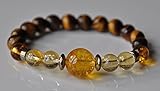 Money Magnet Bracelet,Citrine, Tiger's Eye, Amber Gemstone Mala wrist