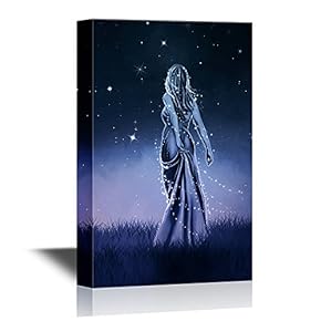 Canvas Wall Art - Girl in The Fantasy Night - Gallery Wrap Modern Home Art | Ready to Hang - 12x18 inches
