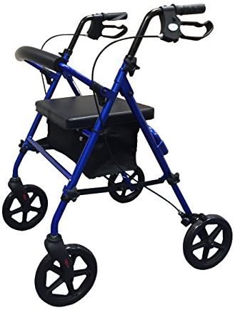Folding Lightweight 4 Wheel Rollator with Adjustable walking frame and padded seat by Simplelife Mobility