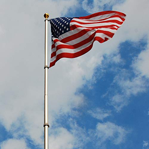 A-ONE 20FT Extra Thick Telescopic American Flag Pole, Heavy Duty 16 Gauge Aluminum US Telescoping Flagpole Kit Fly 2 Flags with Golden Ball Topper for Outdoor Residential or Commercial. - Thumbnail 3