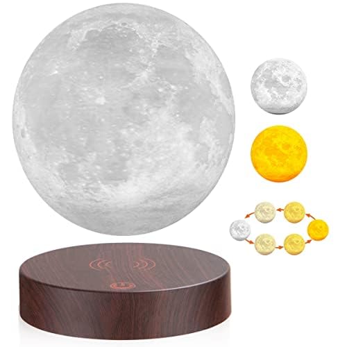 VGAzer Levitating Moon Lamp, 3 Colors Models Floating Moon Lamp, Floating and Spinning in Air Freely Moon Night Light for Unique Gifts,Room Decor, Office Desk Tech Toys