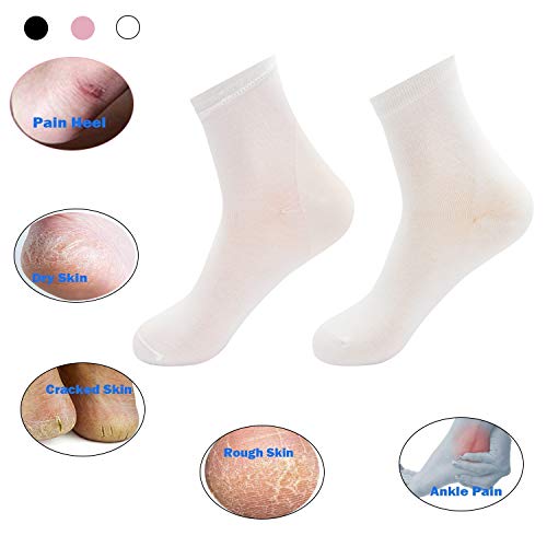 Elutong 3 Pairs Soft Gel Heel Socks Ventilate Stealth Hosiery Or Dry Hard Cracked Skin Moisturizing Day Night Care Skin Calluses, Cuticles, Rough Skin - Thumbnail 5